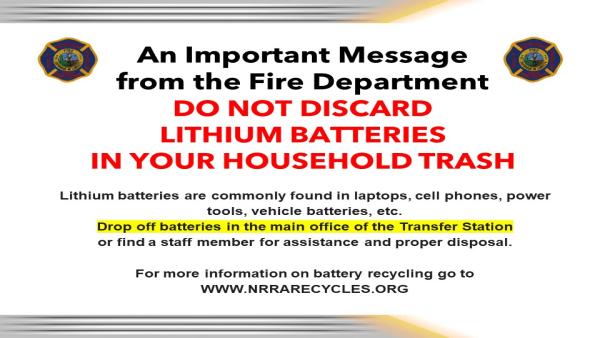 no lithium batteries in household trash